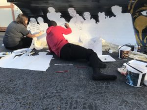 Students working on Paint a plow initiative from the Ohio department of Transportation