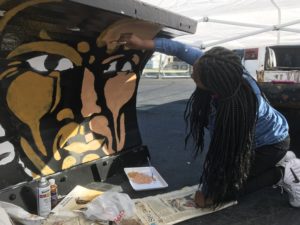 Students working on Paint a plow initiative from the Ohio department of Transportation