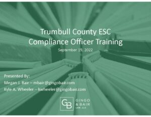 Trumbull County ESC Compliance Officer Training. Click to view