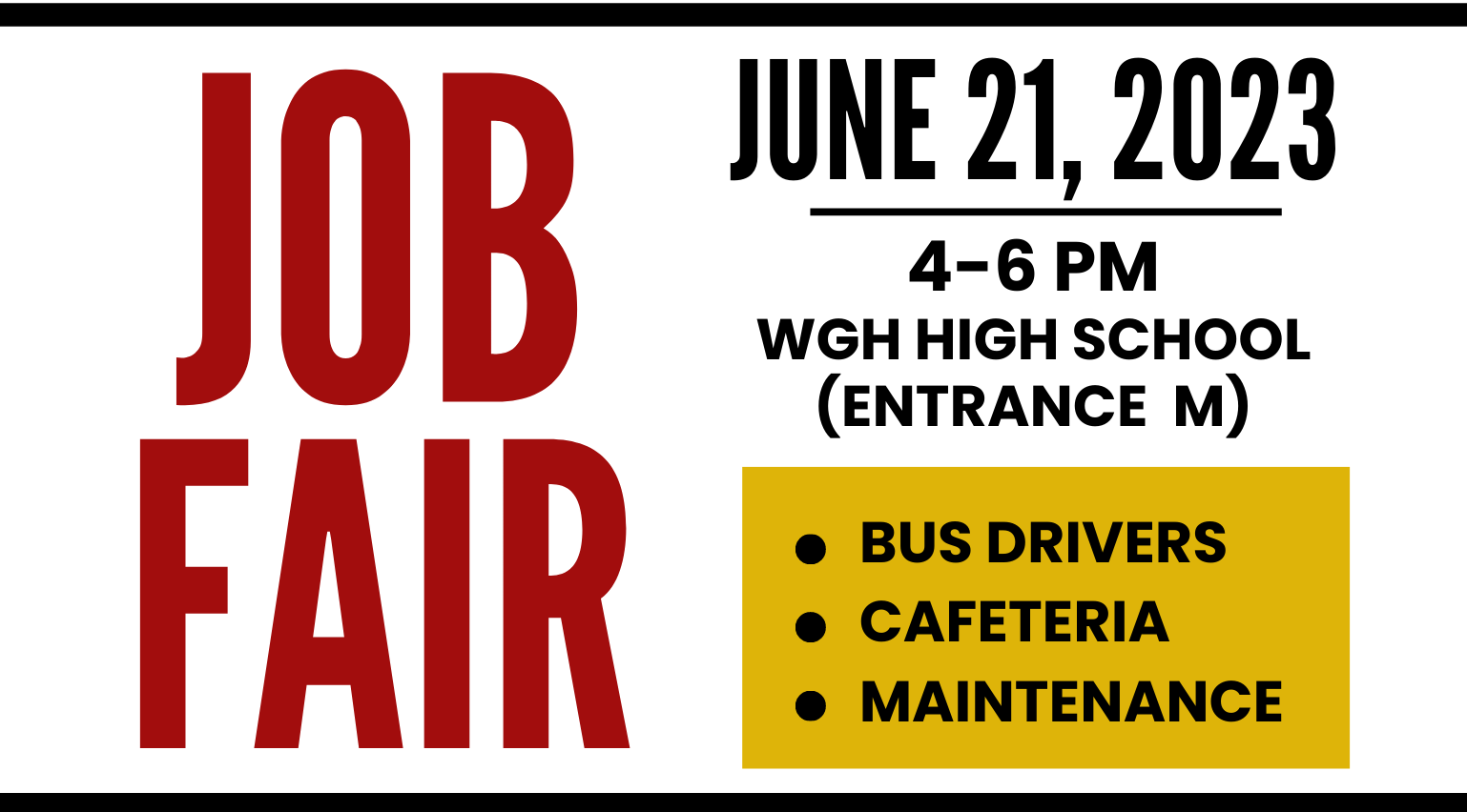 WCS sets June 21 JOB FAIR