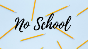 No School graphic with pencils in background