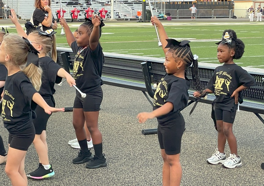 A Jefferson student following along with the routine.