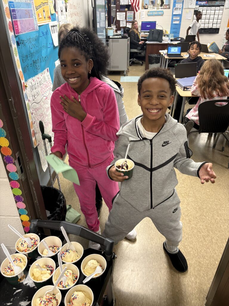 Attendance heroes ready to enjoy their ice cream