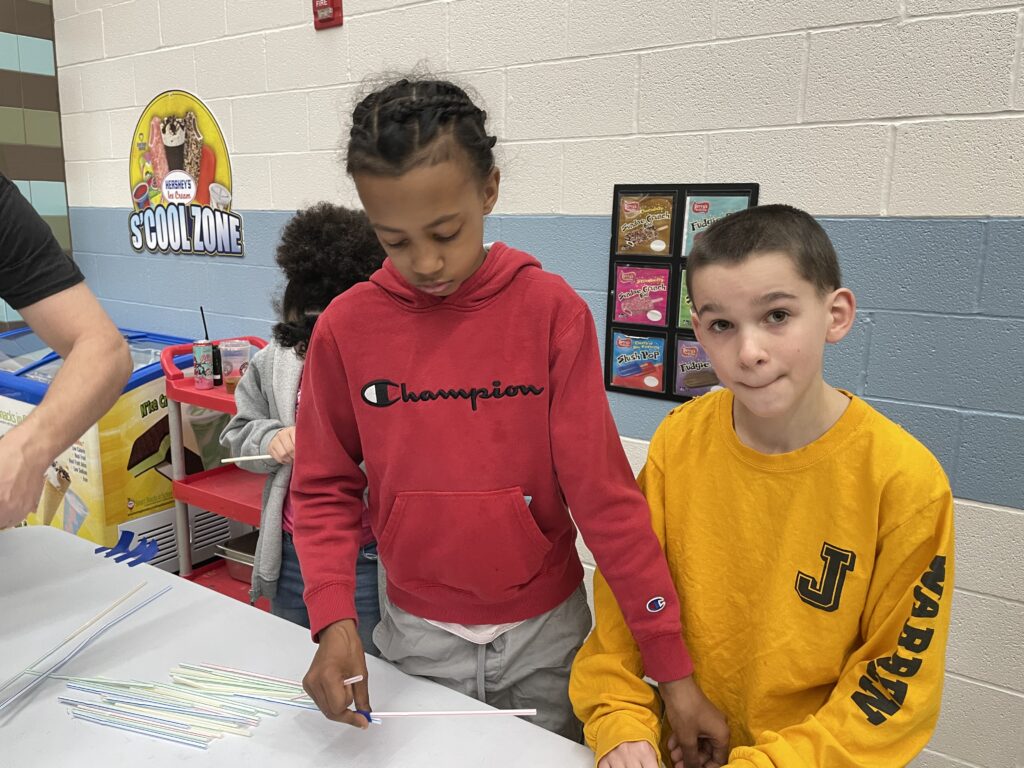 Students look through their materials.