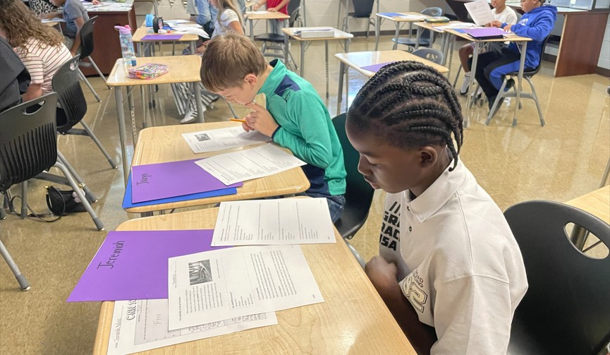 Middle School students staying focused.