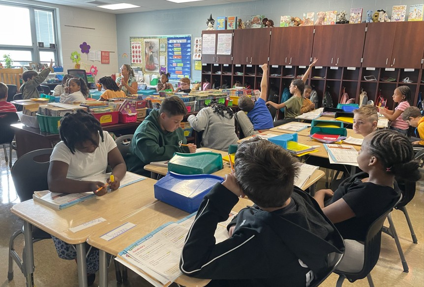 Fourth grade working hard.