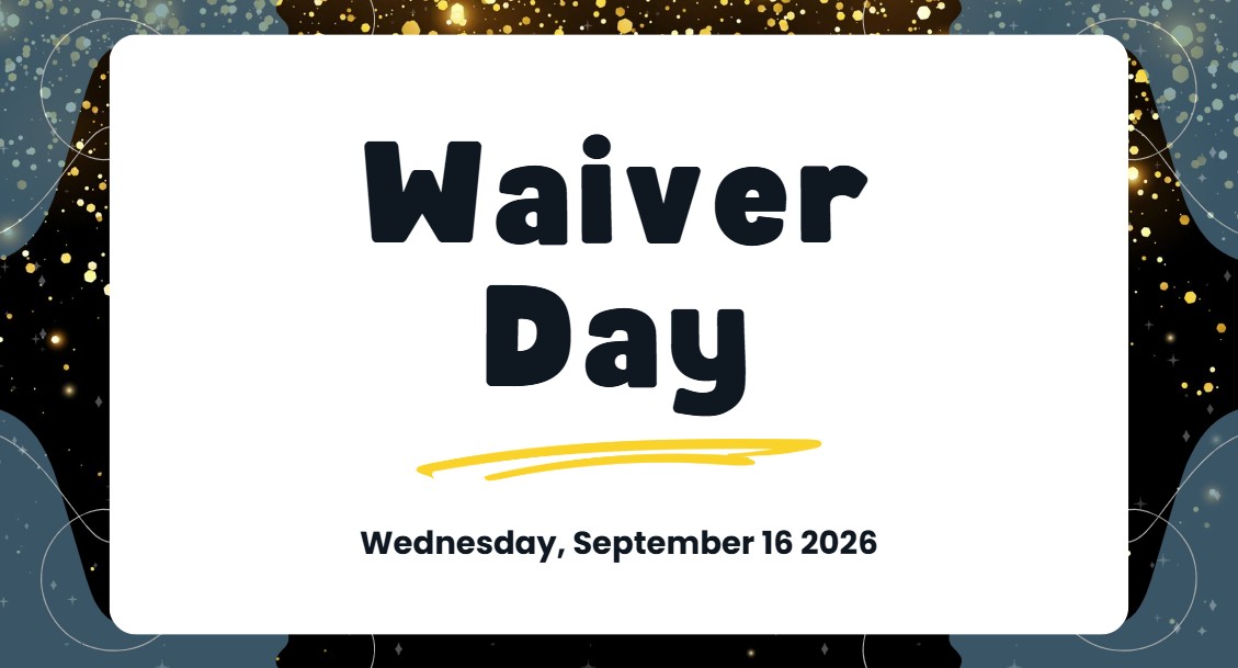 waiver day wednesday september 16 2026