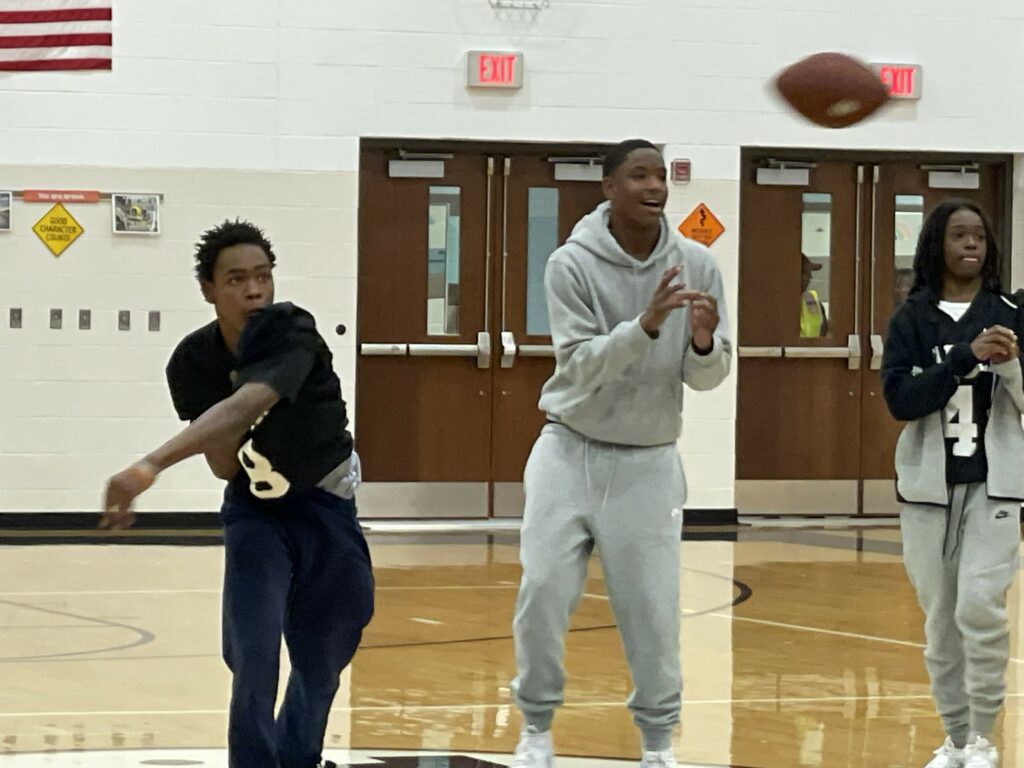 Jefferson football player tries to hit the target