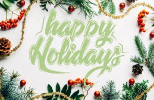 festive holiday pines and ornaments