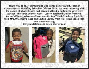 Parent Teacher Conferences Prize Winners