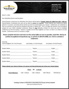 Parent Conference Schedule Letter