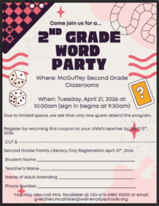 2nd Grade Game Day Invitation, April 21st
